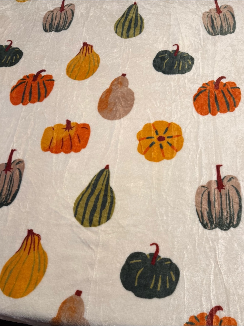 Spritz Fall Blanket Throw White Orange yellow Green Gourd Pumpkin Fall Print